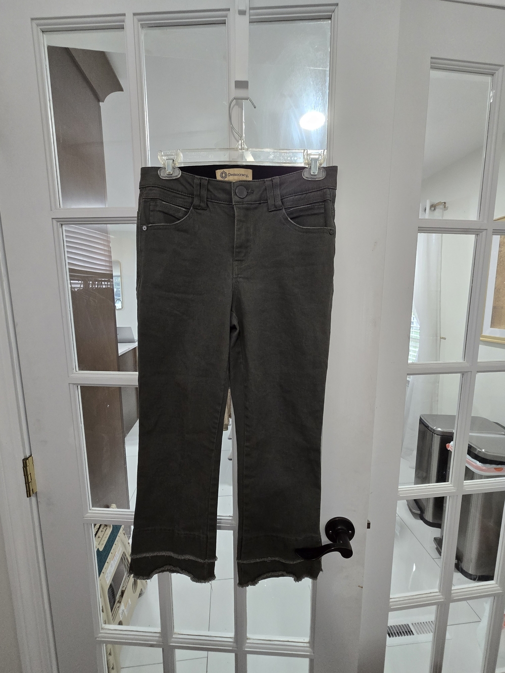 Democracy Charcoal Cropped Raw-Hem Jeans